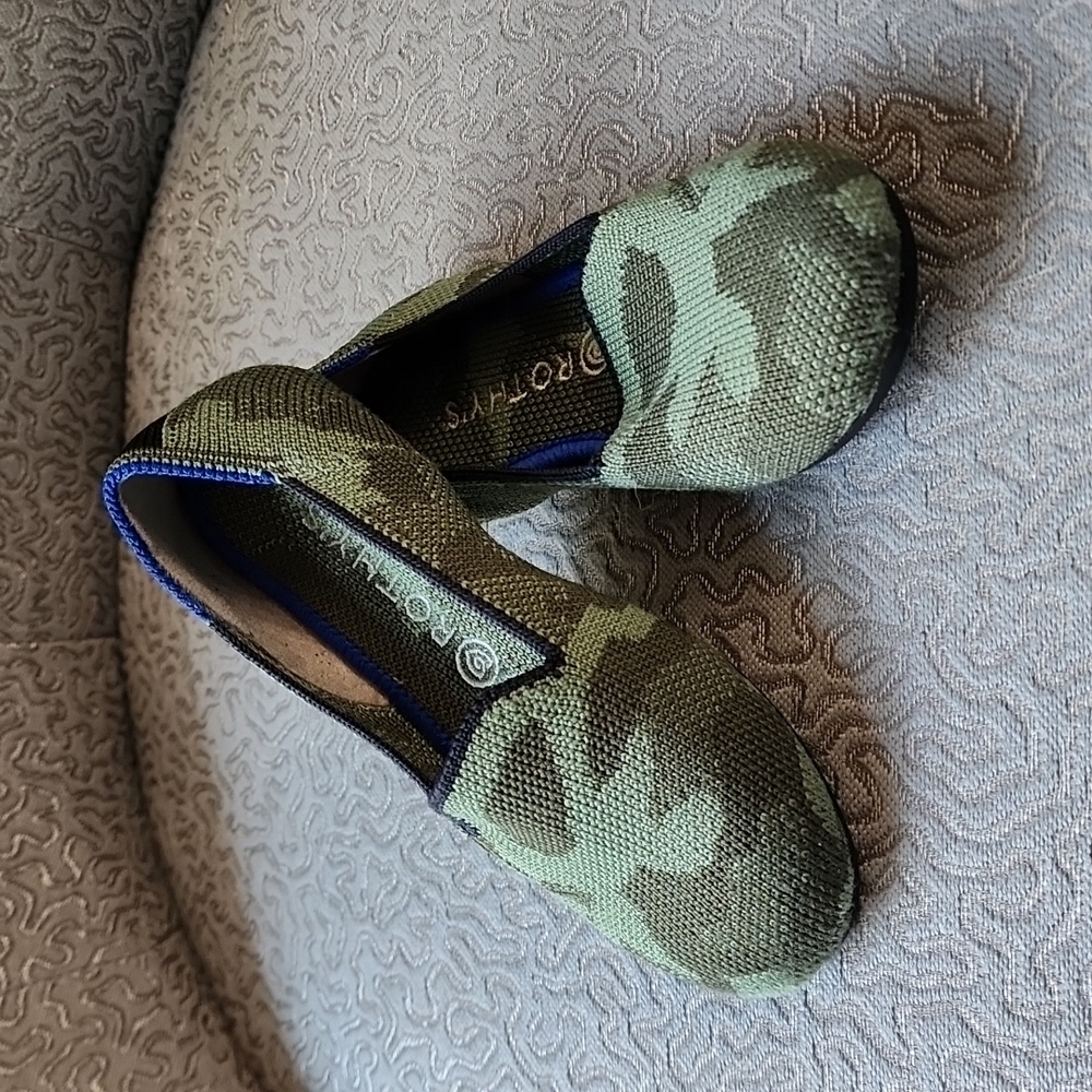 Rothy's Green Camo Kids Loafers, Size 10